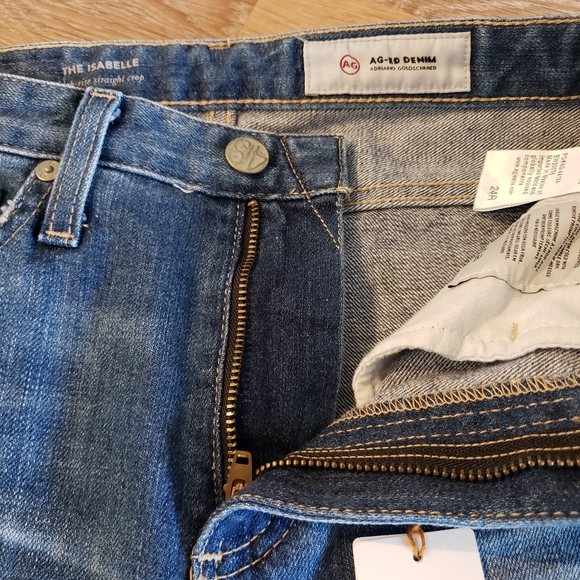 AG the Isabelle high waist cuff crop straight leg jeans in 15y finite size 24 - Picture 12 of 16